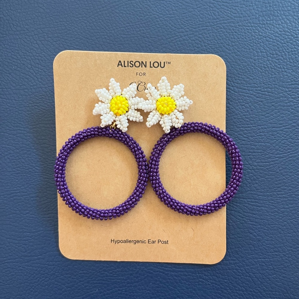 NWT J Crew Alison Lou daisy hoop earrings